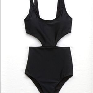 Aerie Super Scoop One Piece Swimsuit - Black